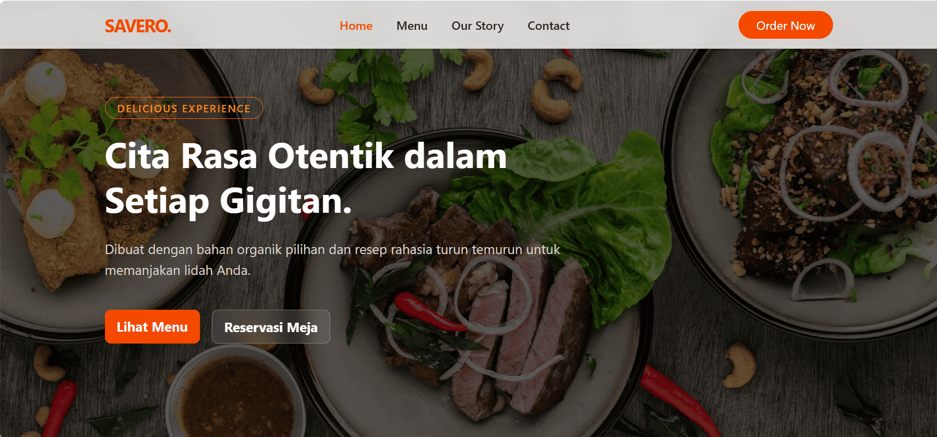 Tampilan sistem manajemen restoran modern Savero Bistro